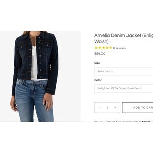 Kut From The Kloth Amelia Denim Jacket Enlightened Wash, Size Small